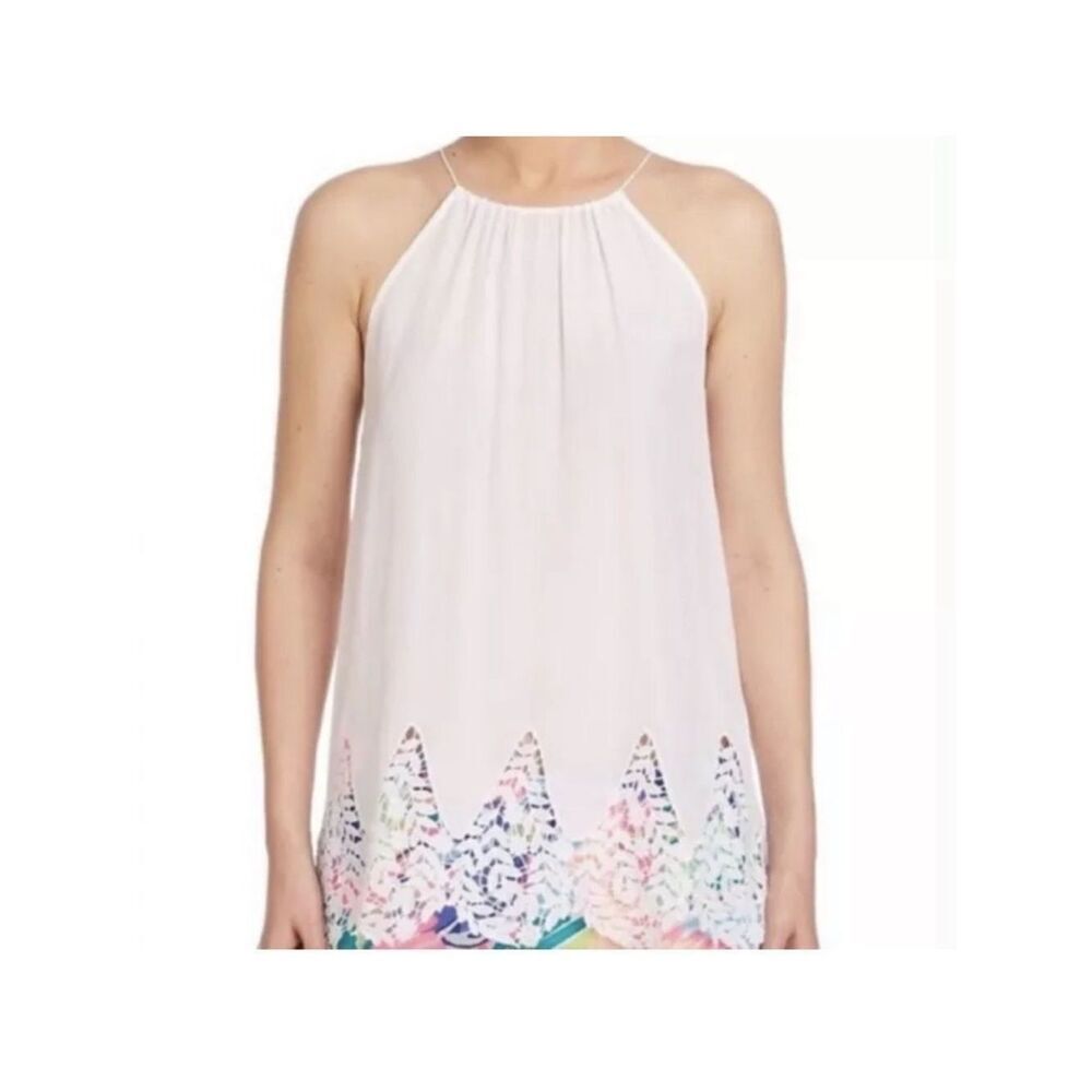 Lilly Pulitzer S Silk Resort White Ivory Diem Sleeveless Top with Lace